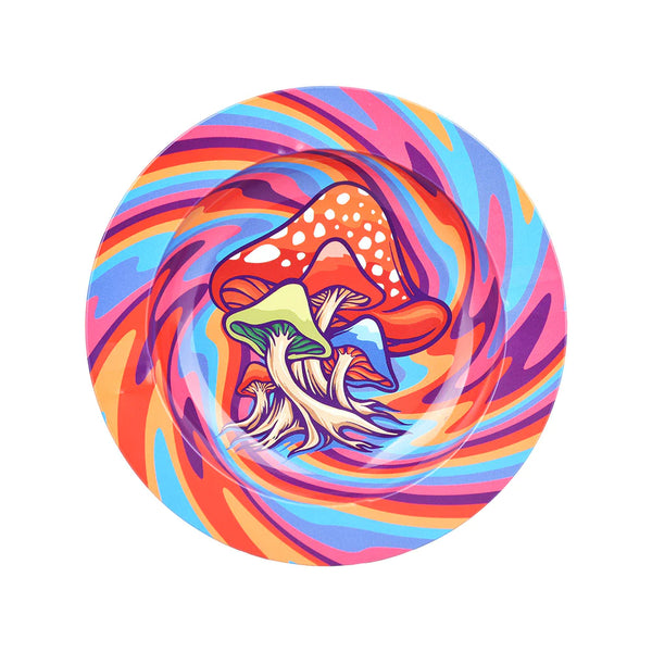 Mushroom Rainbow Round Metal Ashtray